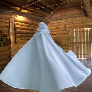 FULL Circle White Cloak, White Ritual Cloak,  Custom Length