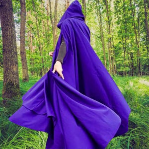 Lila FULL Kreis Umhang, großer Kapuzenumhang, Hexe Cosplay, Zauberer Kapuzenmantel, Magier Ärmelumhang