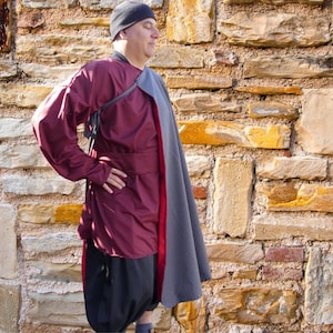 One Shoulder Cape~ Medieval Celtic Noble Renaissance ~Musketeers cape~ Black, Grey Many Colors Available