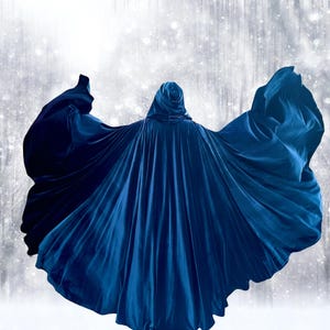 Smoky Blue FULL Circle Cloak,  Lined Velvet Hood, w/Pockets, Renaissance Faire Cloak