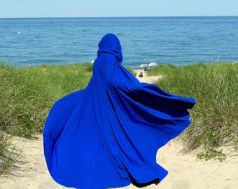 Royal Blue FULL Circle Cloak~ Weddings Cloak~ Hooded Cloak w/Large Pockets/Slits~ Custom Length