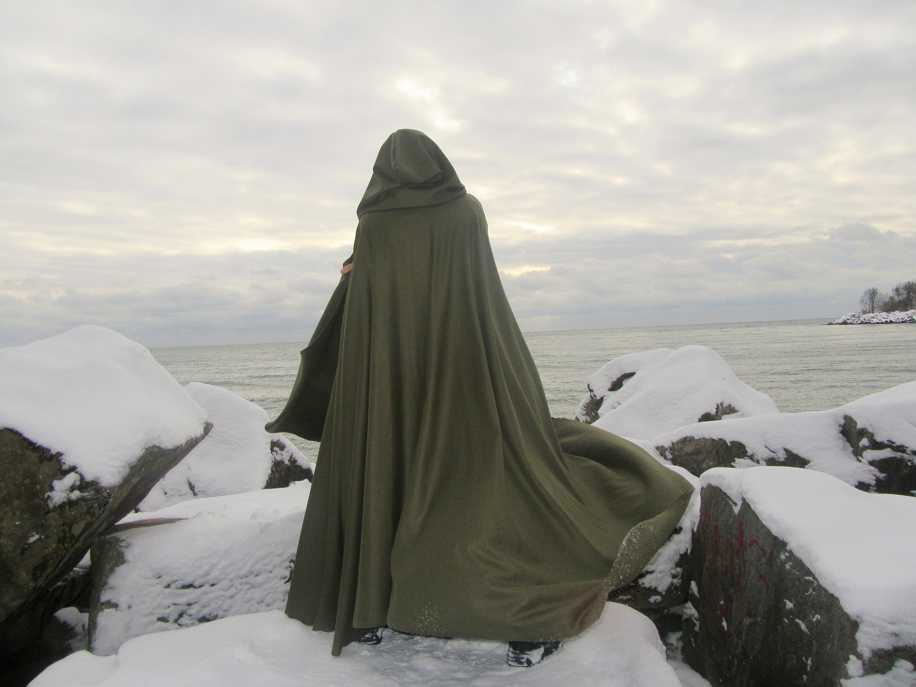 Pure Wool Olive Green Cloak Ithilien Ranger Cloak Hooded Etsy