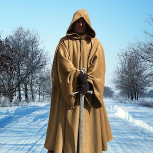 Camel Brown Melton Wool Cloak~ Full Cirlce Cloak~w/2Pockets~