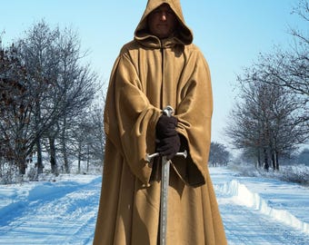 Camel Brown Melton Wool Cloak~ Full Cirlce Cloak~w/2Pockets~