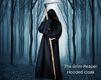 The Grim Reaper Cloak ~ Hooded Fully Closed w/Full Sleeves Cloak ~ Two Large Pockets Cloak~ Halloween Cloak