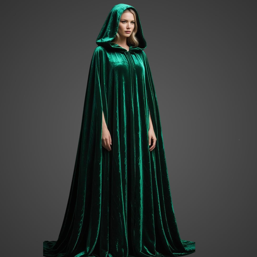 Green leaf pattern cloak（ロングマント） Emerald Green Velvet Cloak - FULL Circle Cloak~ Matching