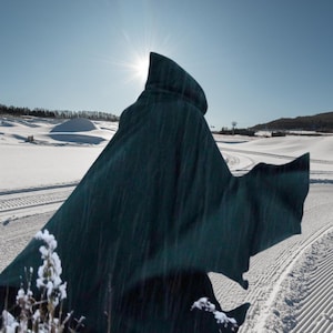 Dark Forest Green~ Full Cirlce Cloak~ Warrior Cloak ~ LARP~Renaissance faire Cloak~Hooded Cloak~ Full Sleeves Option~Free Expedited Shipping