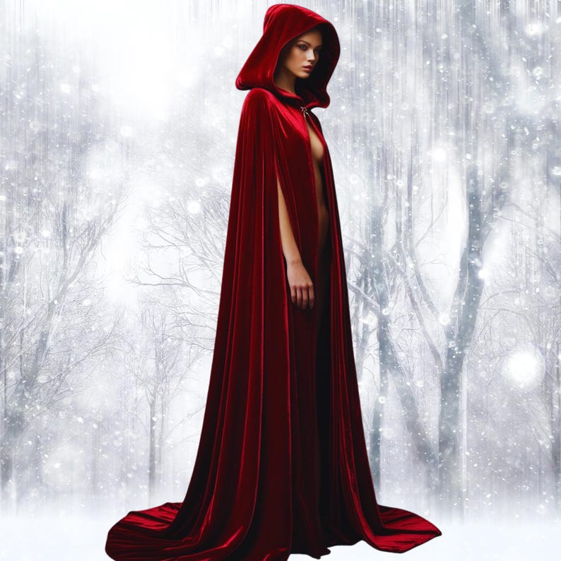 Red Velvet Cloak~ Luxurious Full Circle Cloak, Large LINED Hood ...