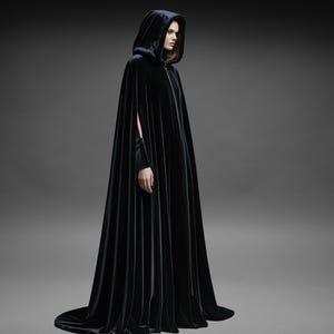 Black Velvet Cloak, FULL Circle Cloak, Lined Hood & W/Pockets, Custom Length