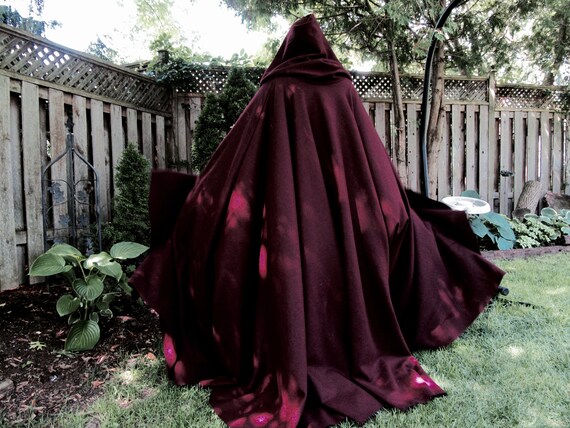 burgundy cape with hood