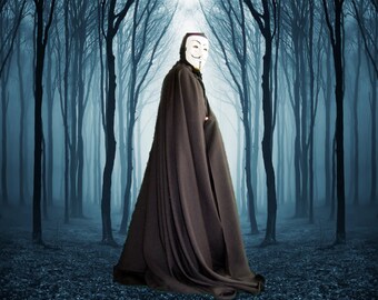 No Hood Cloak, Movie Theme Cloak~ Black Cloak