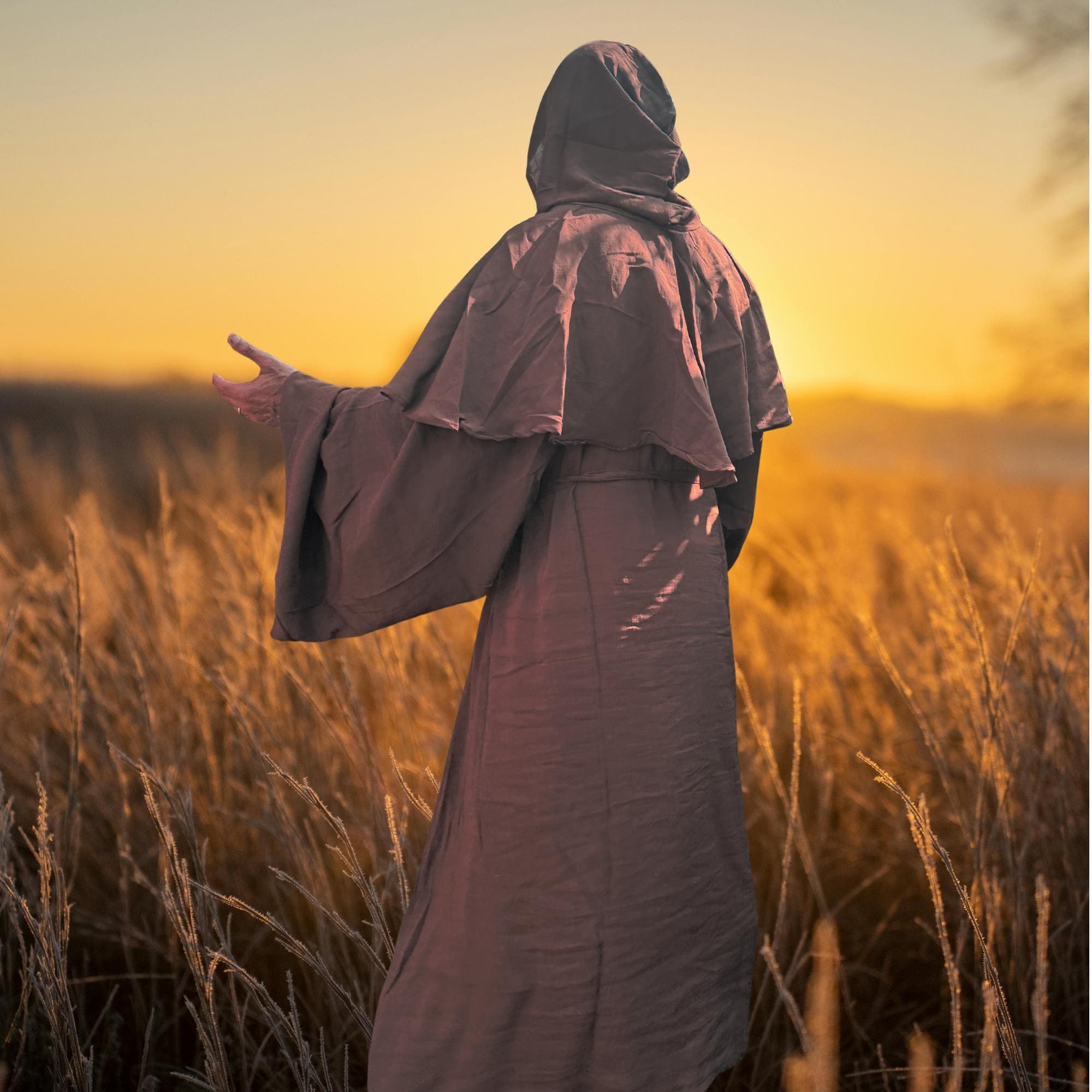 Brown Organic Linen Monk Robe With Hood, Medieval Cassock Costume ...