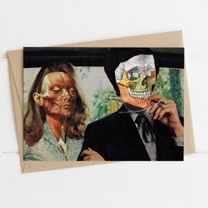 Just Buried Card - Anatomical skull collage couple blank greeting card