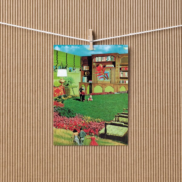 Innerspace Card - Vintage collage blank greeting card