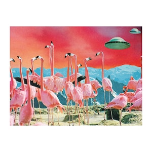 Encounter Card - UFO sci-fi collage blank greeting card