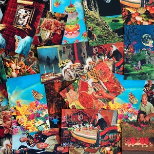 May include: A collage of colorful images featuring a variety of themes, including nature, food, and abstract designs. The collage is made up of different sized squares and rectangles, creating a visually interesting and dynamic composition.