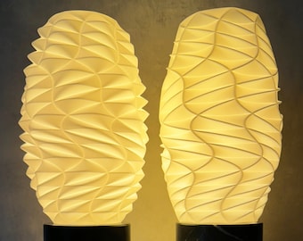 Double Wave Parametrically Designed 3D-Printed Table PLA Table Lamp