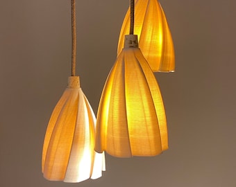3D Printed Translucent Porcelain Pendant Lamps