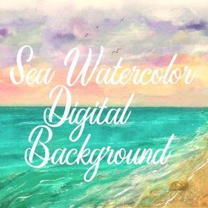 Acquerello di mare Download digitale parete arte paesaggio acquerello digitale mare carta sfondo Clipart illustrazione Download immediato