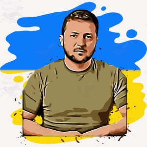 Volodymyr Zelensky portrait vector instant download. Ukraine President Volodymyr Zelensky portrait vector Ukraine war poster wall art