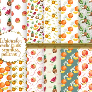 Frutti tropicali dell'acquerello digitali per tessuto, carta da parati, carta per album, tessile, inviti, web design, cartolina. Diy5