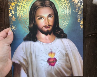 Image of Jesus Christ 8x10 high quality print / Sacred heart of Jesus / Jesus I trust in you / last supper