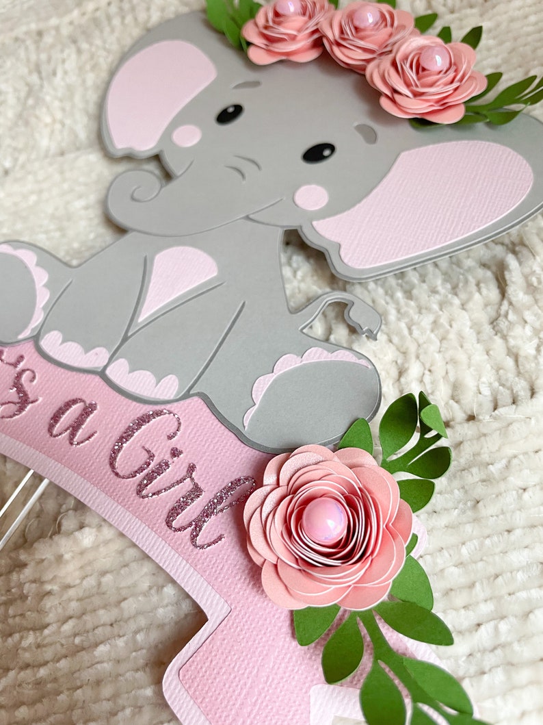 It's a Girl Cake Topper Baby Elephant / Cake Topper for Etsy