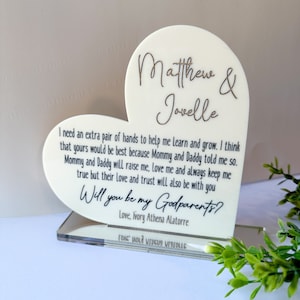 Proposal for Godparents / Acrylic heart for godparents / Gift for godmother godfather image 4