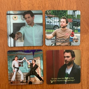 May include: Four square images featuring a man with a variety of expressions. The first image shows the man holding a gun and saying "I'm relaxing, I'm getting blackout drunk and you're leaving me alone.". The second image shows the man sitting down with a beer and saying "So you saw me eat that Hot Pocket I found in the garbage?"