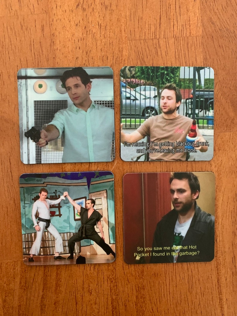 May include: Four square images featuring a man with a variety of expressions. The first image shows the man holding a gun and saying "I'm relaxing, I'm getting blackout drunk and you're leaving me alone.". The second image shows the man sitting down with a beer and saying "So you saw me eat that Hot Pocket I found in the garbage?"