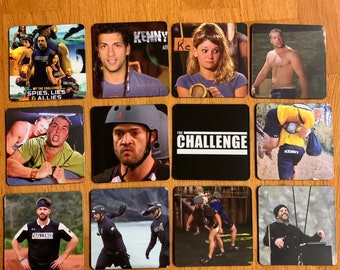 May include: A collage of 12 square images featuring various scenes from the reality TV show "The Challenge". The images include close-ups of contestants, group shots, and scenes from challenges. The text "The Challenge" appears on one of the images.
