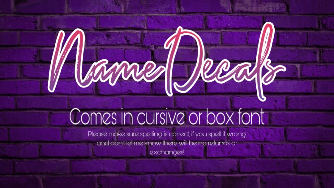 Name Decal Vinyl Decal Vinyl Name Decal Truck Name Decal Etsy