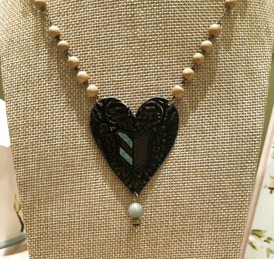 Tin Heart Necklace Medieval Coat of Arms Upcycled Vintage Etsy