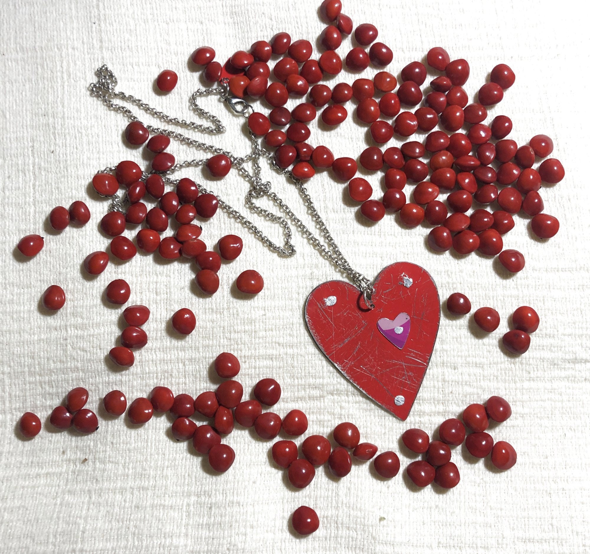 Tin Heart Necklace Reversable & Distressed Heart Marriage Etsy