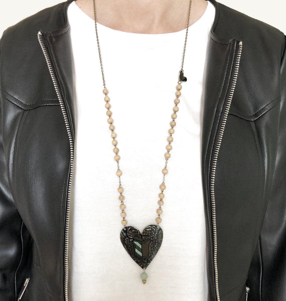 Tin Heart Necklace Medieval Coat of Arms Upcycled Vintage Etsy