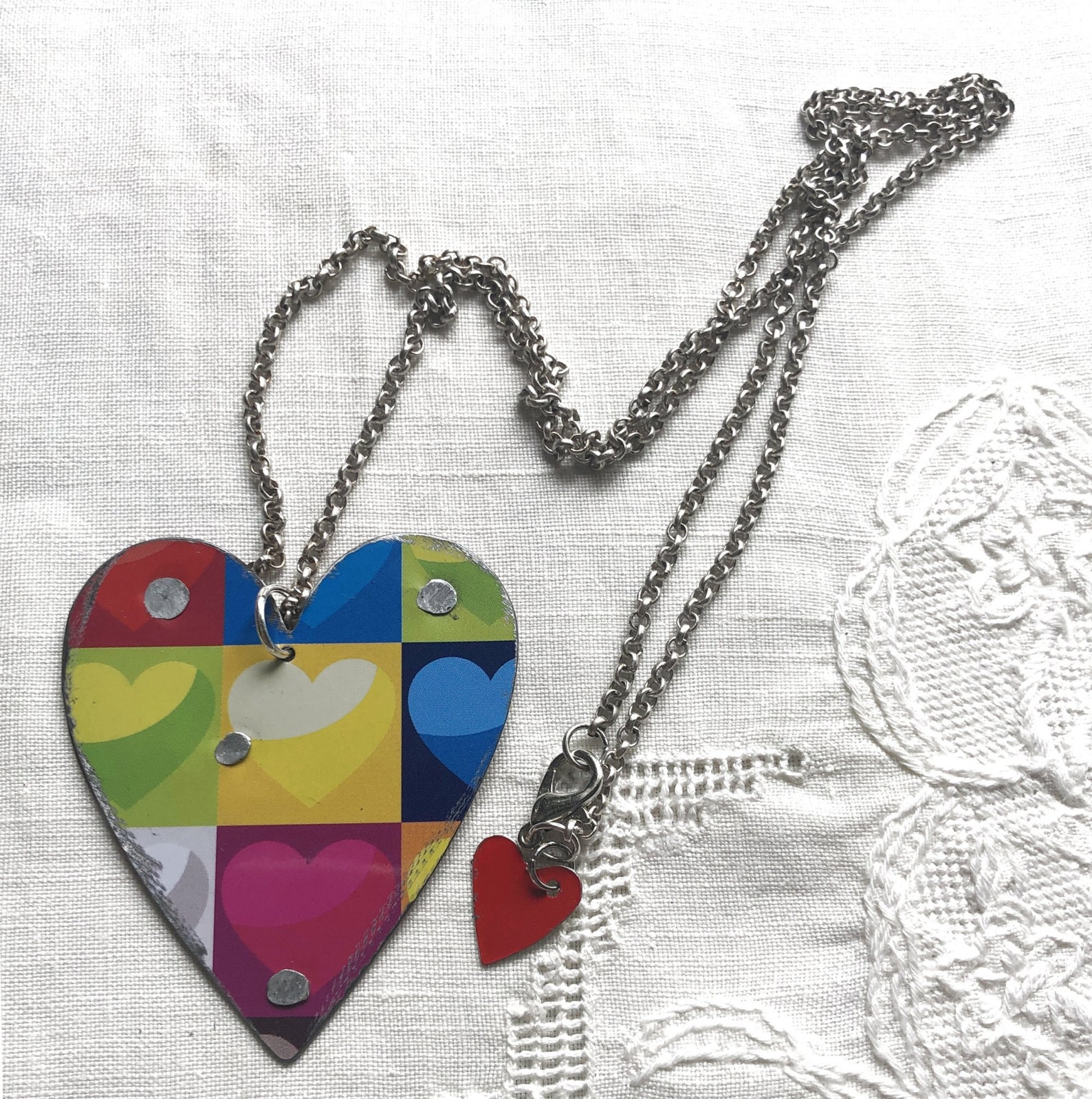 Tin Heart Necklace Reversable & Distressed Heart Marriage Etsy