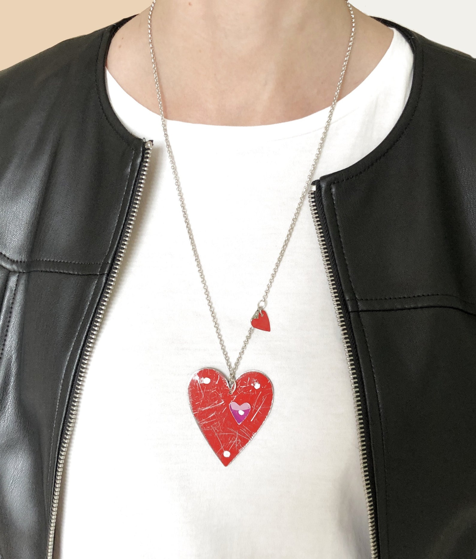 Tin Heart Necklace Reversable & Distressed Heart Marriage Etsy