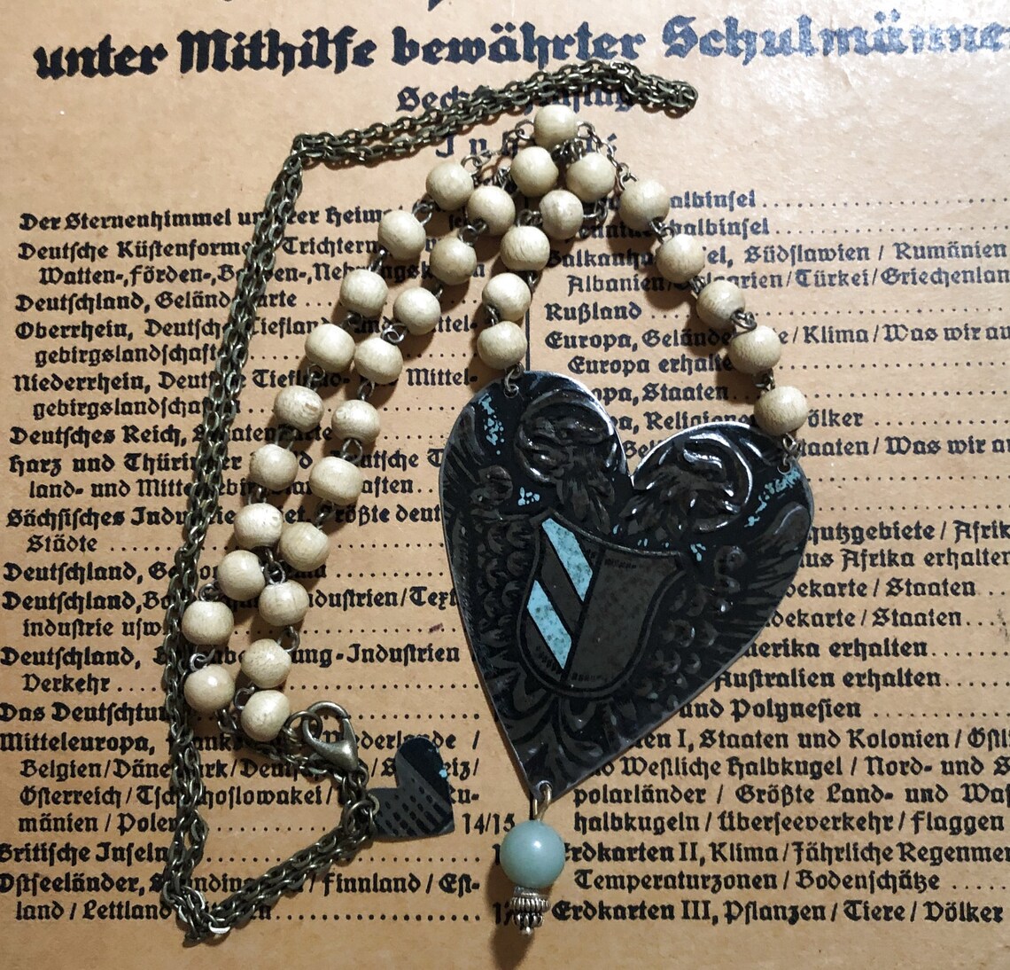 Tin Heart Necklace Medieval Coat of Arms Upcycled Vintage Etsy