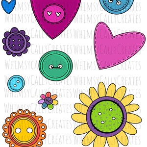 Botones y corazones Arte digital, Ilustraciones digitales caprichosas, Diario de arte Imprimir, Obra de arte digital original, Imágenes prediseñadas peculiares