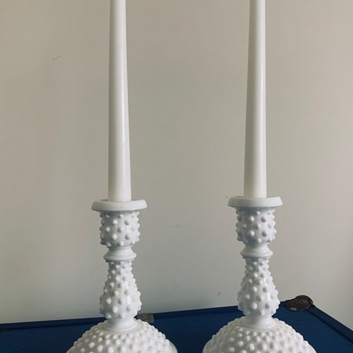 Indiana Glass Milk Glass Double Candlestick Etsy