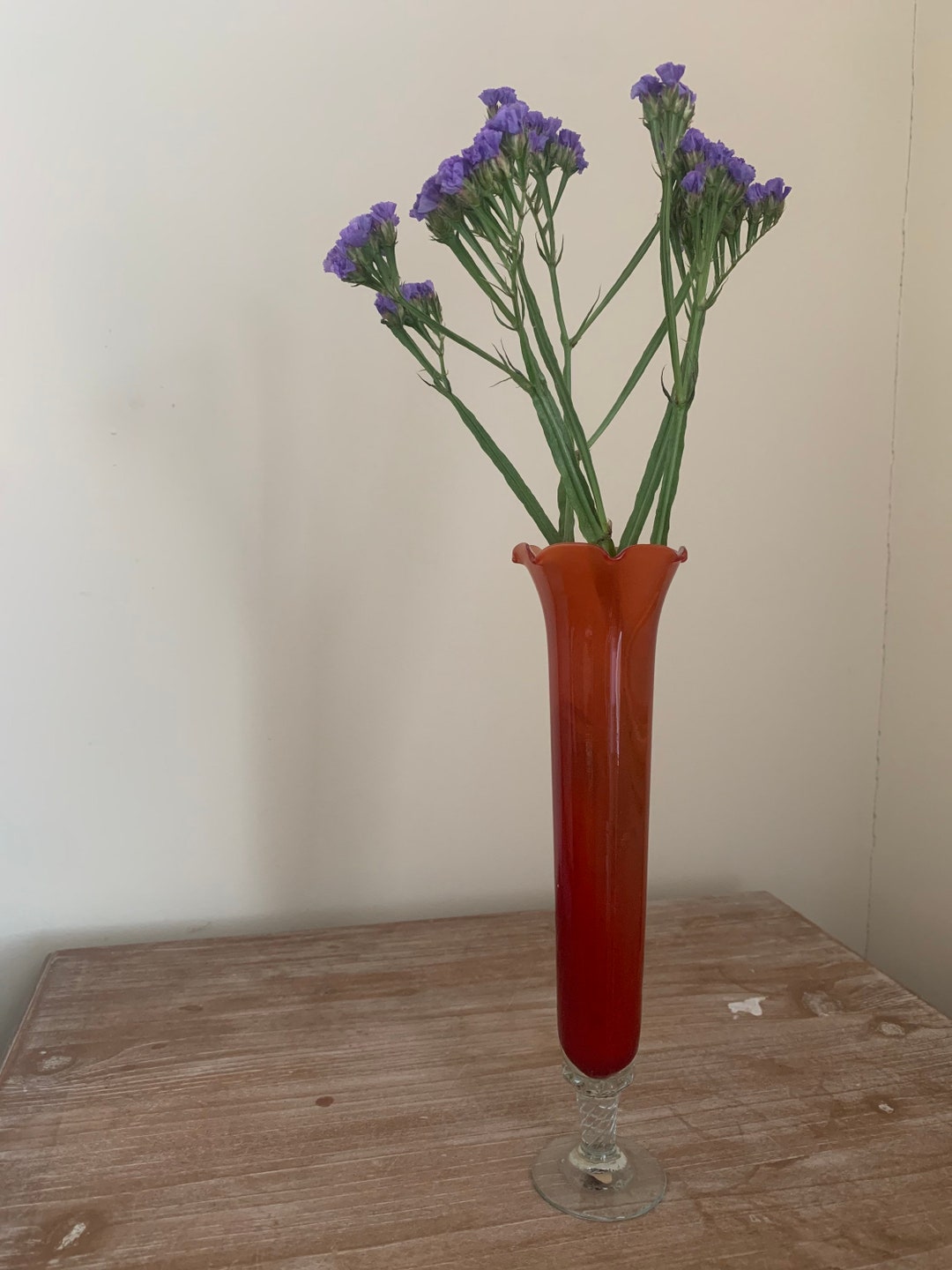 Vintage Red Orange Bud Vase Etsy