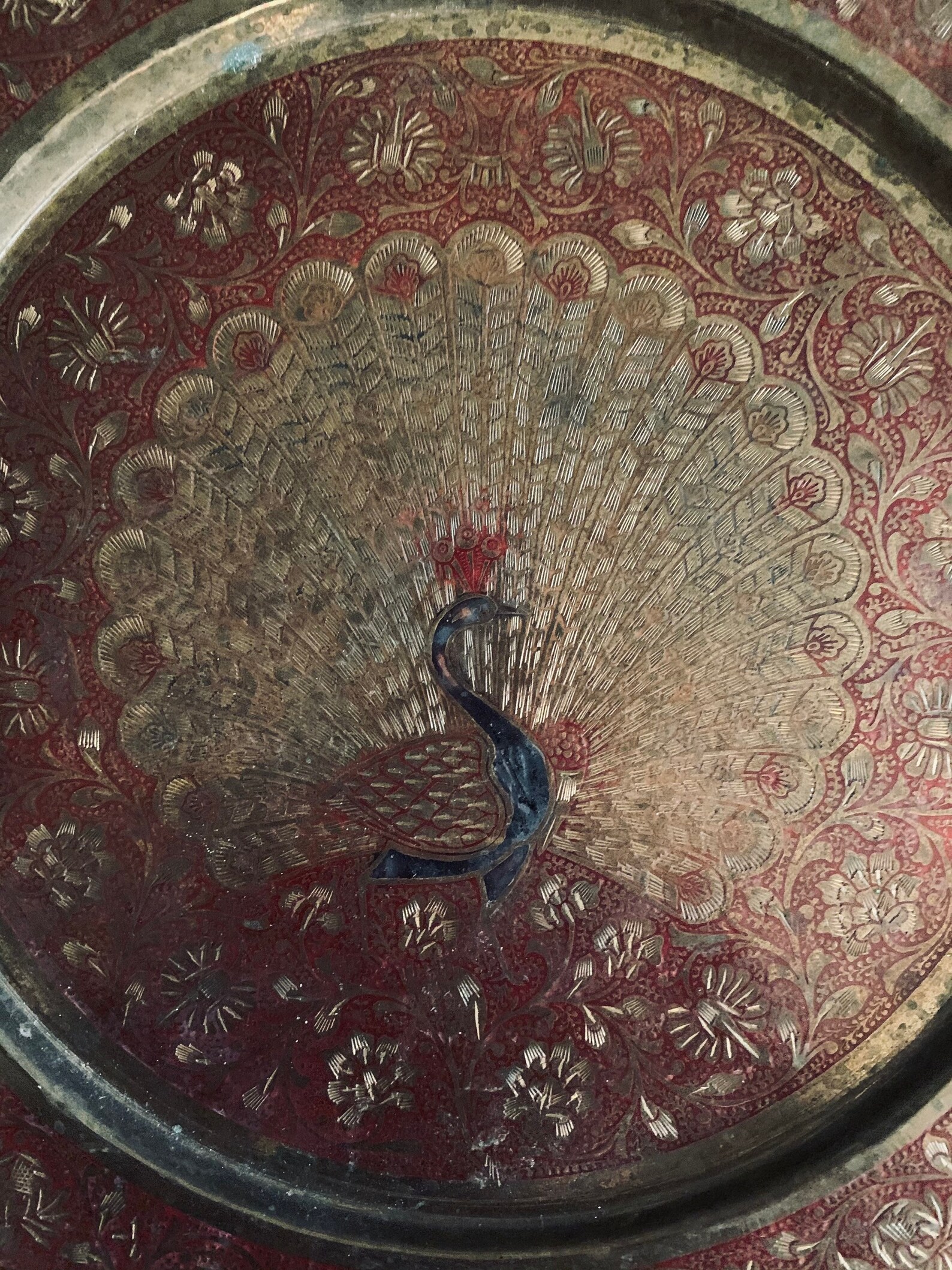 Vintage Brass Peacock Plate Etsy