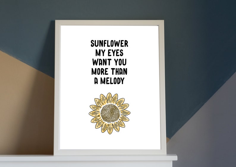HARRY STYLES SUNFLOWER Song Lyrics Wall Poster Home Etsy