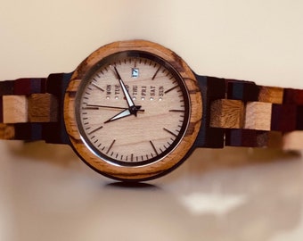 Montre en bois pour femme, montre en bois, cadeau personnalisé pour elle, montre en bois pour femme, cadeau de Saint-Valentin pour elle, montre une femme