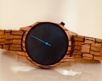 Montre en bois pour homme, montre en bois pour homme, montre en bois gravée, montre en bois personnalisée cadeau de garçon d'honneur, cadeau Bestman, montre en bois pour homme