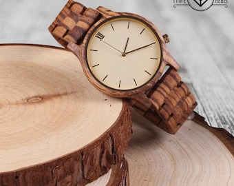 Reloj de madera para hombre, reloj de madera grabado, reloj de madera personalizado, regalo para padrinos de boda, reloj de madera, reloj de madera para hombre