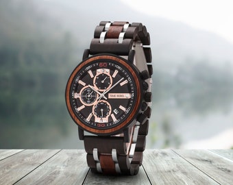 Montre en bois pour homme, montre en bois pour homme montre en bois gravé montre en bois personnalisé montre en bois garçon d’honneur cadeau bestman cadeau montre en bois pour homme