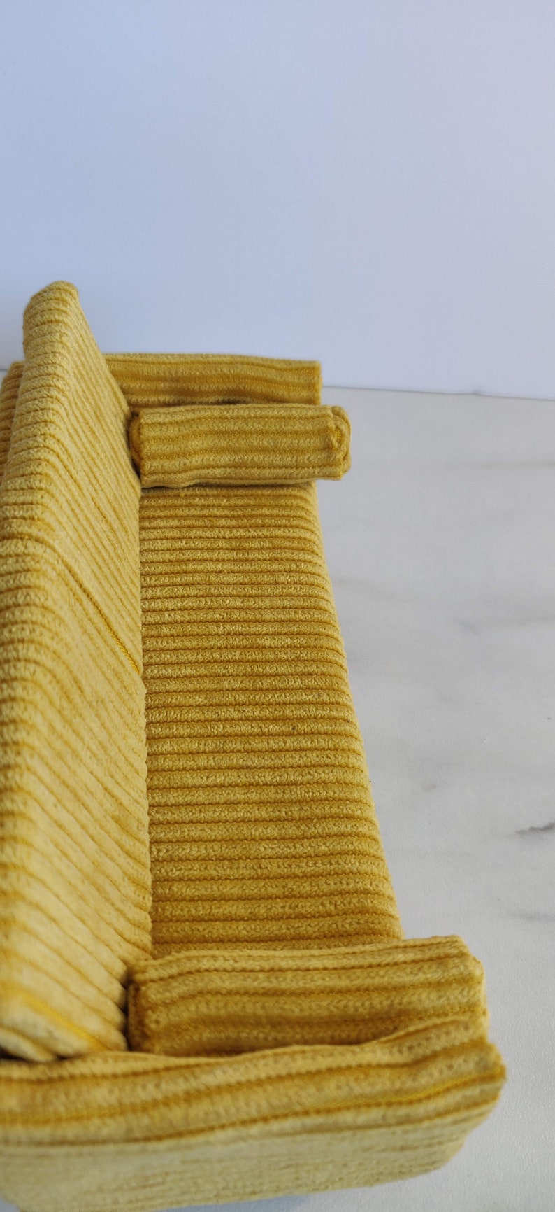 modern couch design interior furniture Handm,ade 112 1:12 minicouch Modern miniature dollhouse sofa couch yellow corduroy