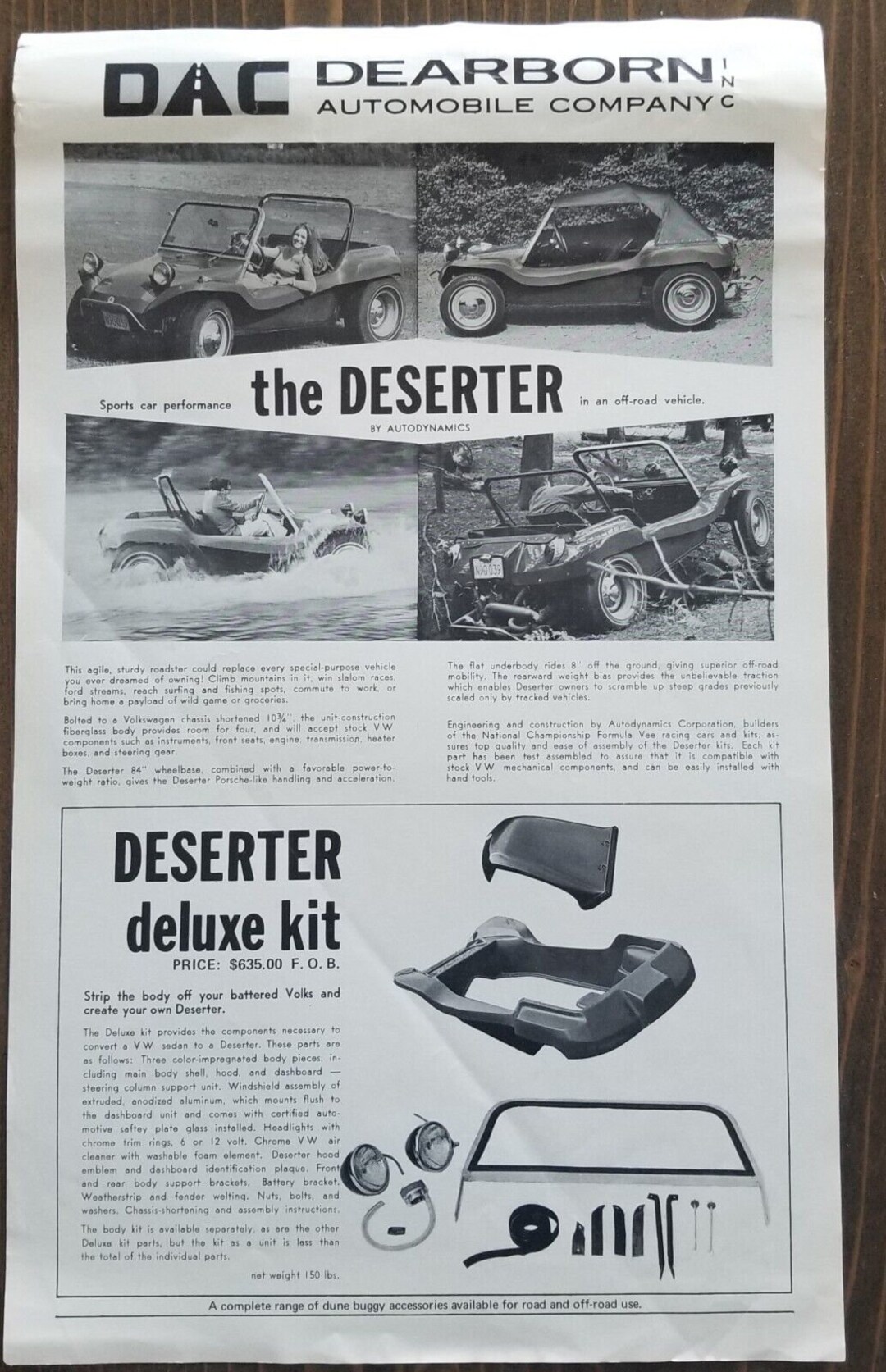 Dearborn Automobile Co. Deserter Gs Brochure 1960S Vintage - Etsy Canada