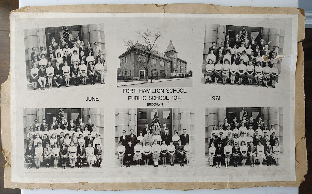 Large Card Mounted Photo Fort Hamilton School Ps 104 Brooklyn Ny Signed ...
